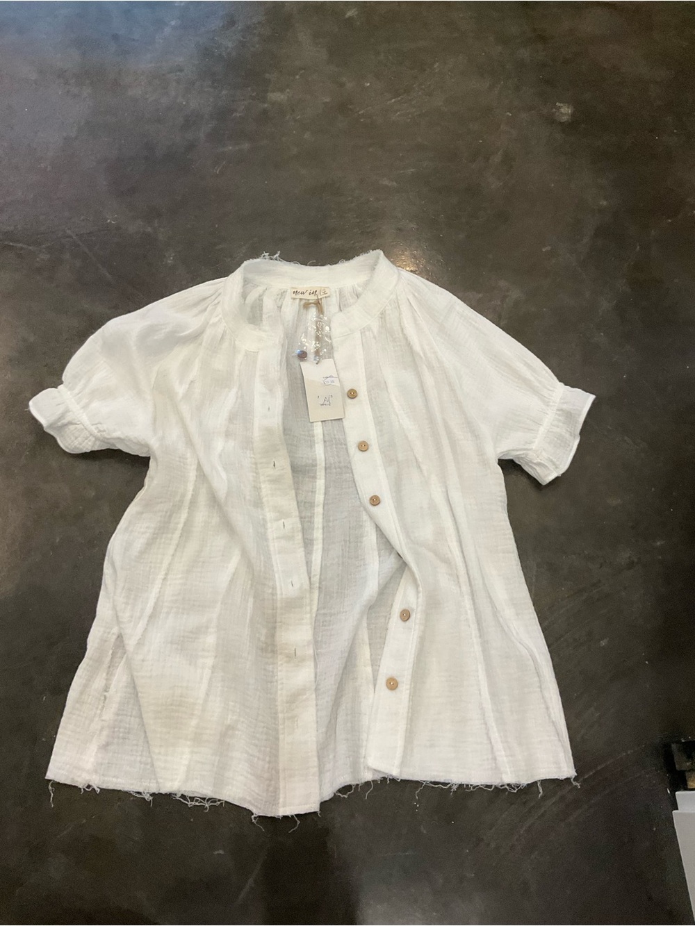 White Cotton Button-Front Short-Sleeve Tunic